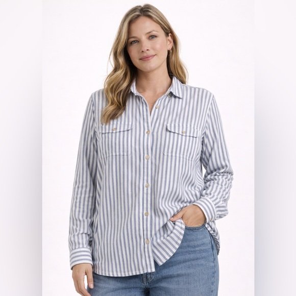 C&C California Tops - C&C California Blue and White Striped Shirt